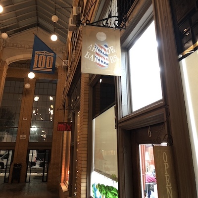 Arcade Barbers Door and Sign